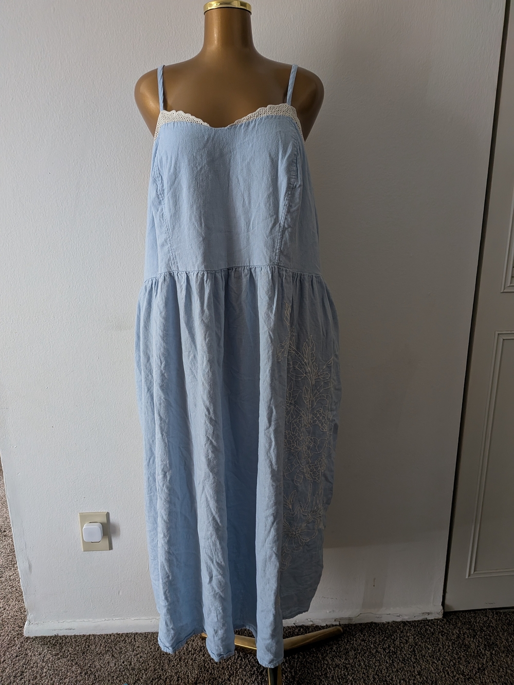 Universal Thread Light Blue Women's Sleeveless Cutwork Midi Sundress - XXXL - Picture 4 of 6
